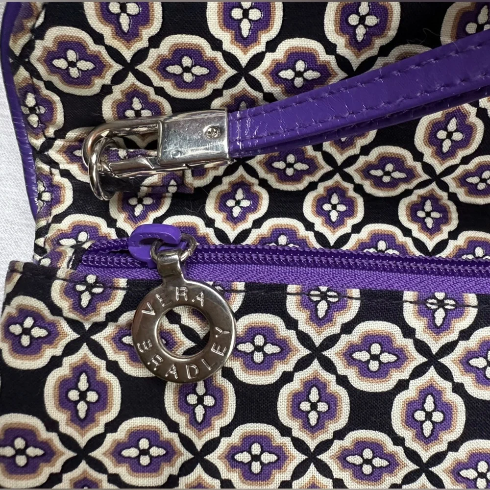 Romantic Floral Vera Bradley Simply Violet Multiple Compartment Wristlet Wallet